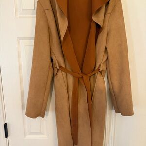 Women's Wrap Coat in Camel Tan